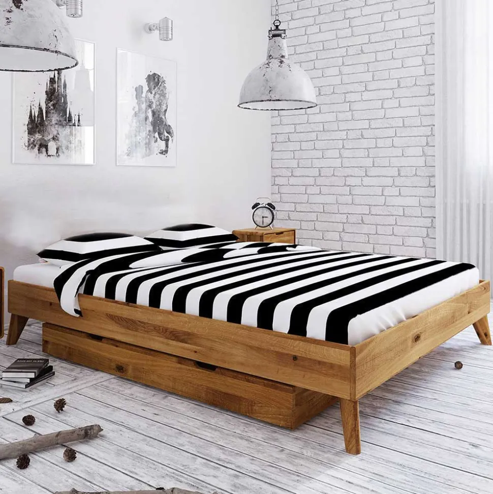 Wildeiche Funktionsbett ohne Kopfteil - Eavy