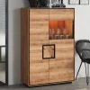 Wildeiche Highboard mit Glas Einsatz - Shipper