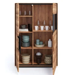 Wildeiche Highboard mit Glas Einsatz - Shipper