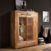 Wildeiche Highboard Troncon mit Glas Einsatz