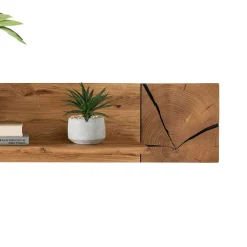 Wildeiche Hängeregal mit Hirnholz Deko - Acapella