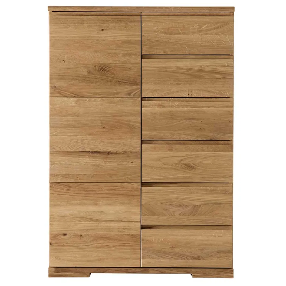 Wildeiche Hochkommode - 90 cm breit - Atluvia