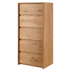 Wildeiche Hochkommode mit fünf Schubladen - Zandras