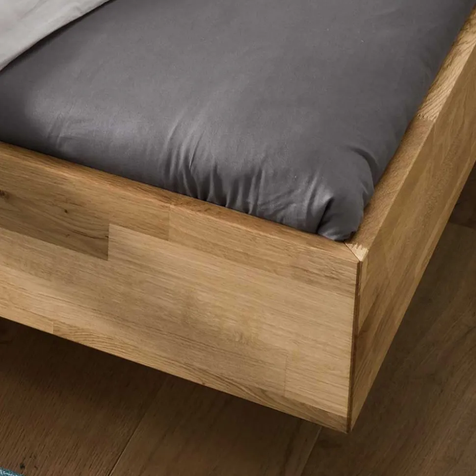 Wildeiche Holzbett in Schwebeoptik - Sesimbra