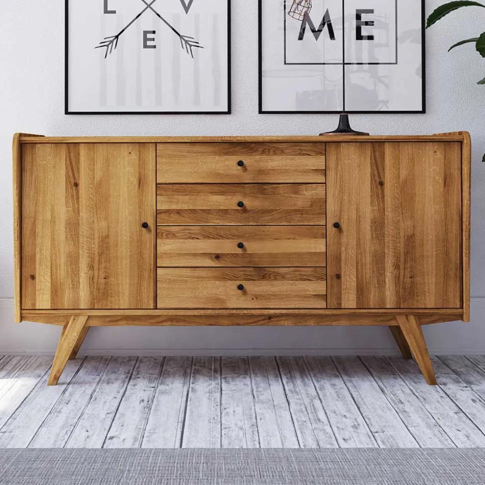 Wildeiche Holz-Sideboard 160 cm breit - Hardus