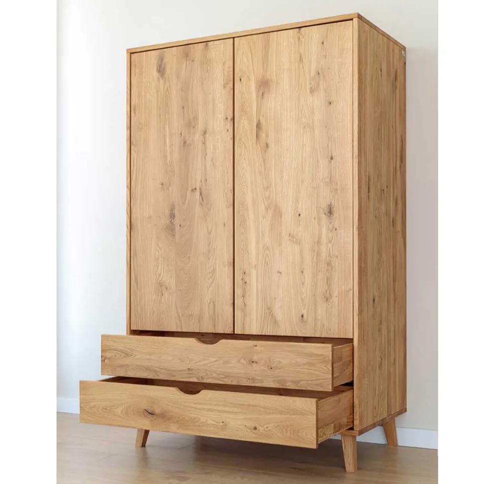 Wildeiche Kombi-Kleiderschrank massiv - Fabijola