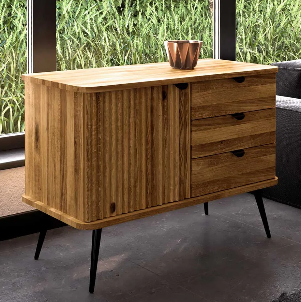 Wildeiche Kommode mit drei Schubladen & Tür - Casarius