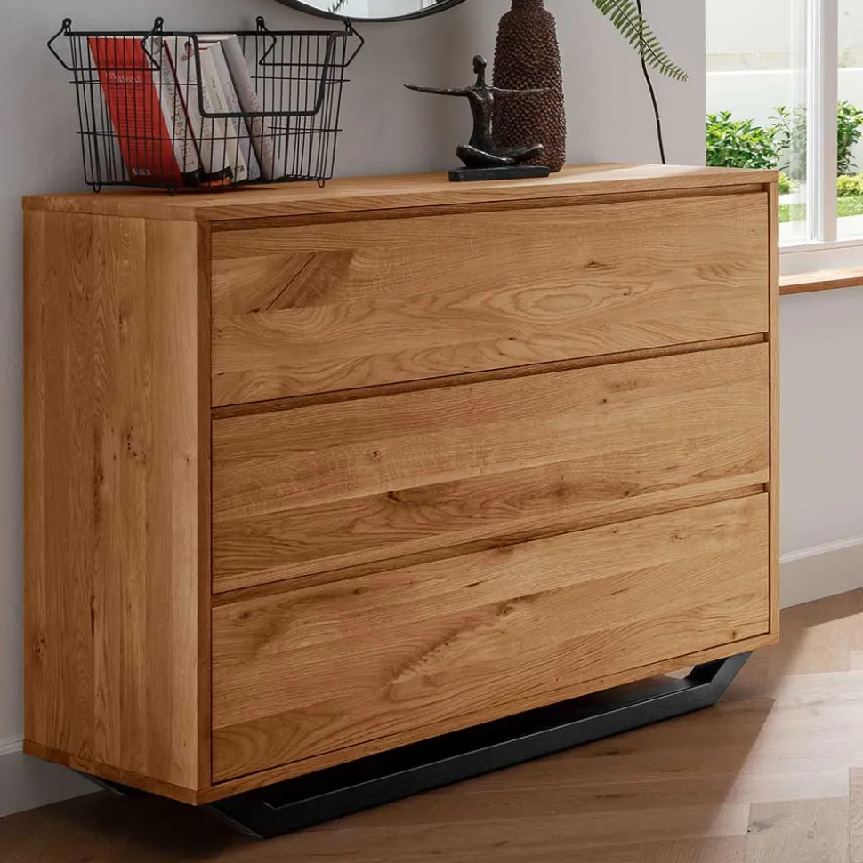 Wildeiche Kommode mit Metall Bügelgestell - Cancun