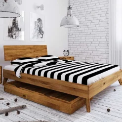 Wildeiche Massivholz Bett mit 2 Schubkästen - Eavy