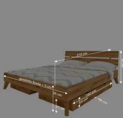 Wildeiche Massivholzbett in Übergröße - Eavy I