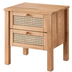 Wildeiche Nachtkommode mit Wiener Geflecht - Ambrosso