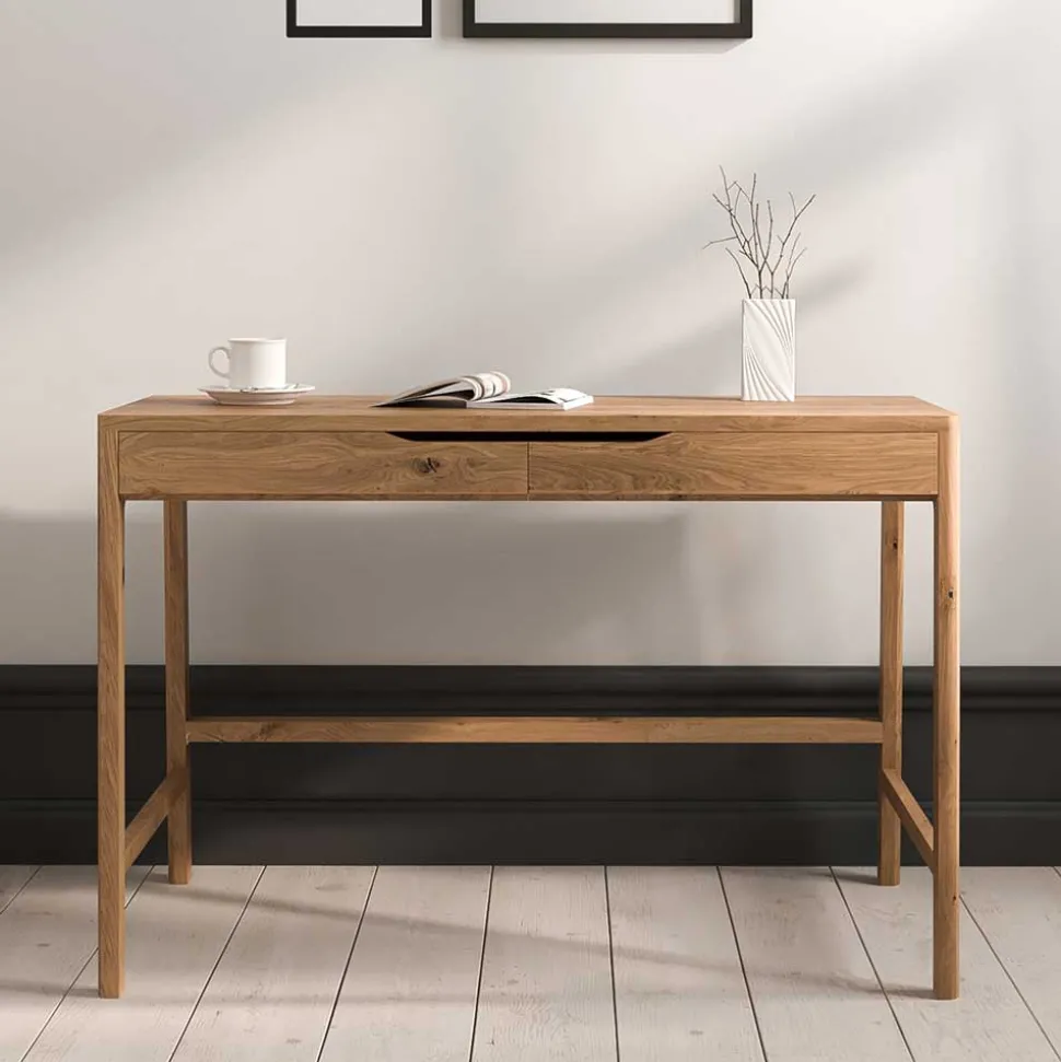 Wildeiche Schminktisch mit zwei Schubladen - Laida