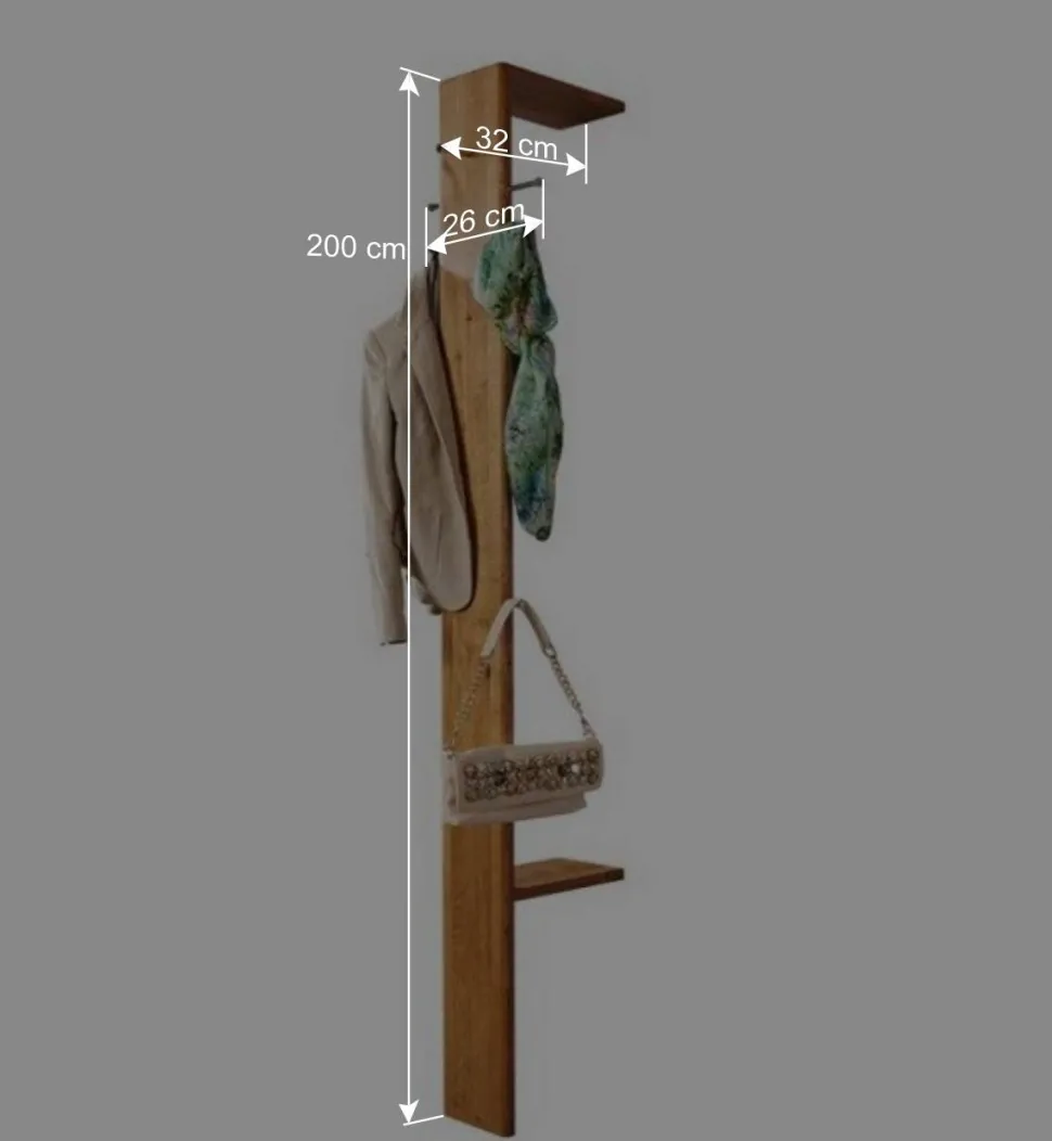 Wildeiche Standgarderobe & Spiegel - Uvinessa (dreiteilig)