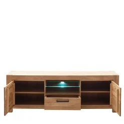 Wildeiche TV Anbauwand teilmassiv - Sophia (vierteilig)