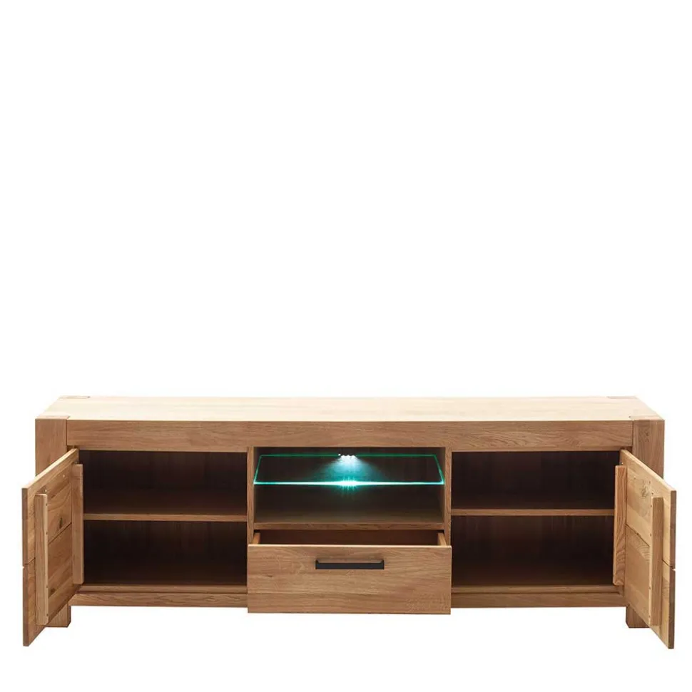 Wildeiche TV Anbauwand teilmassiv - Sophia (vierteilig)