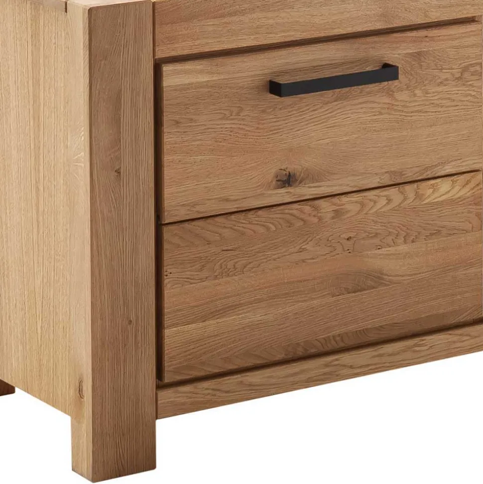 Wildeiche TV Anbauwand teilmassiv - Sophia (vierteilig)