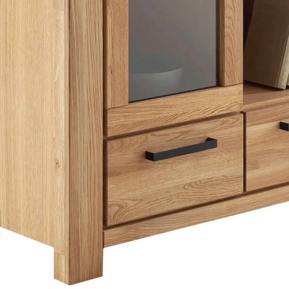 Wildeiche TV Anbauwand teilmassiv - Sophia (vierteilig)