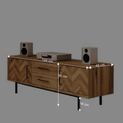 Wildeiche TV Lowboard mit Fischgrät Design - Kerfa