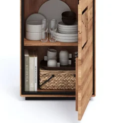 Wildeiche Vitrine in Natur mit Schwarz - Shipper