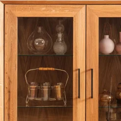 Wildeiche Vitrine mit zwei Schubladen - Kerfa