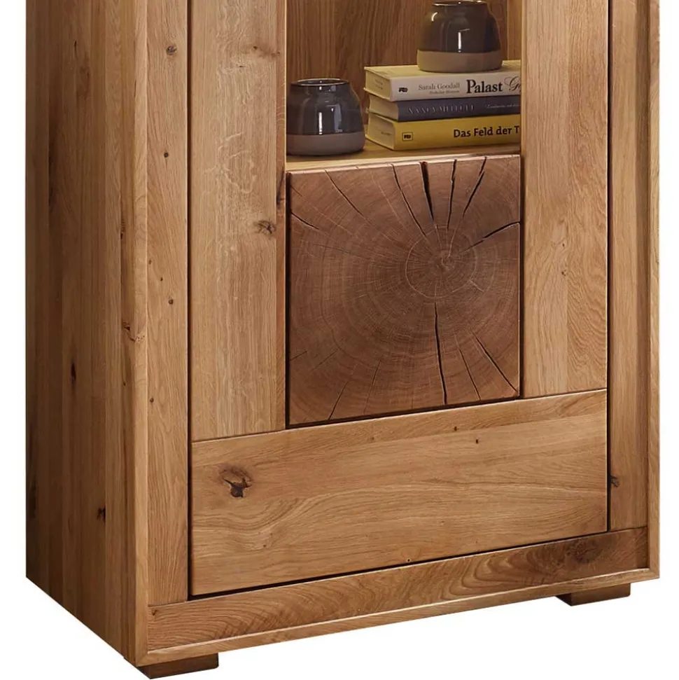 Wildeiche Vitrine Troncon mit 201 cm Höhe