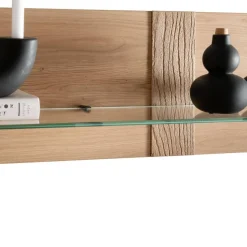 Wildeiche Wandboard mit Glas-Ablage - Barrios
