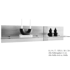 Wildeiche Wandboard mit Glas-Ablage - Barrios