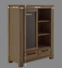 Wildeiche Wohnwand Set teilmassiv - Sophia (vierteilig)