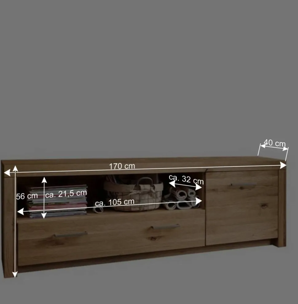 Wildeiche Wohnzimmermöbel Set massiv - Loitons (vierteilig)