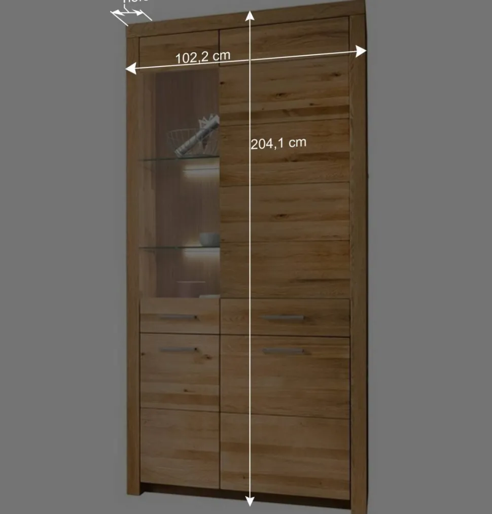 Wildeiche Wohnzimmermöbel Set massiv - Loitons (vierteilig)