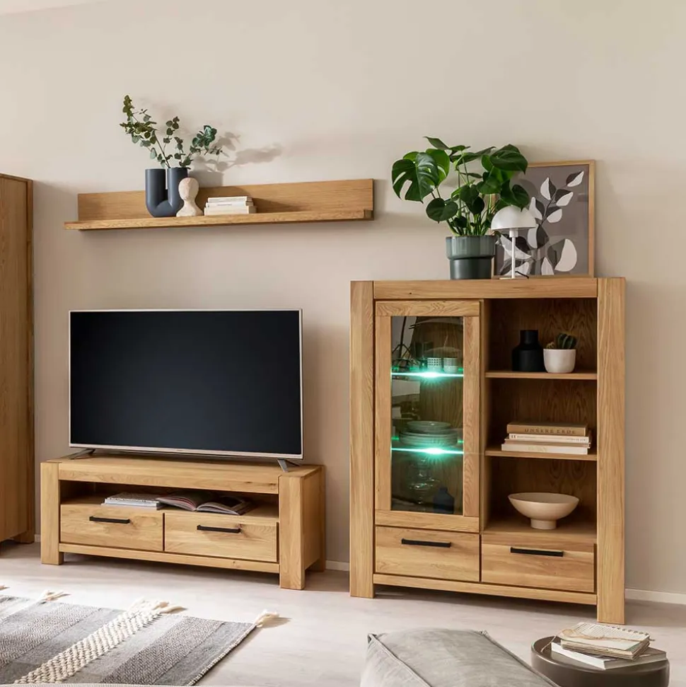 Wildeiche Wohnzimmerschrank teilmassiv - Sophia