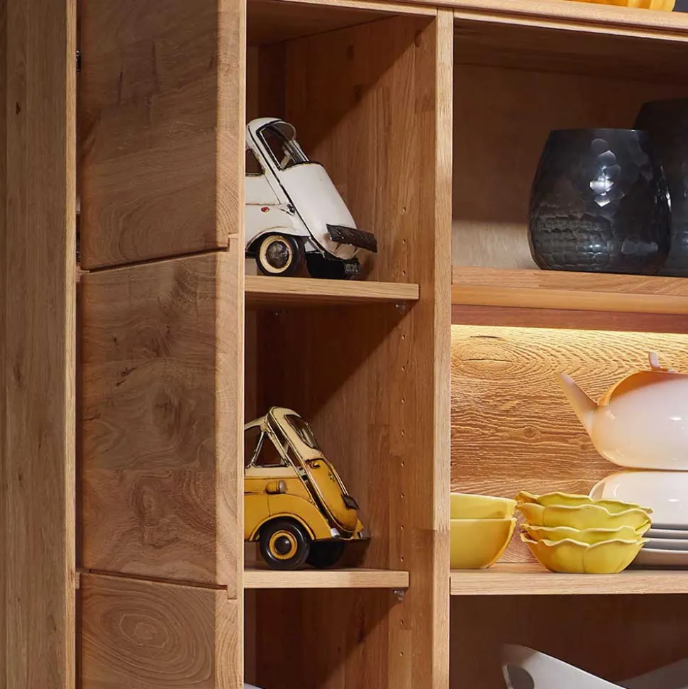 Wildeiche Wohnzimmerschrank mit Glas Einsatz - Acmida