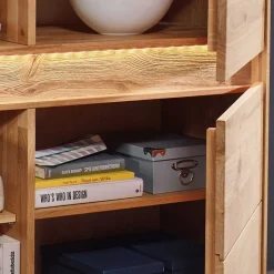 Wildeiche Wohnzimmerschrank mit Glas Einsatz - Acmida