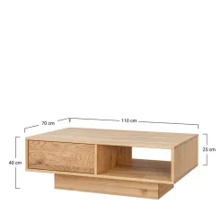 Wildeiche Wohnzimmertisch auf Sockelgestell - Cocondar