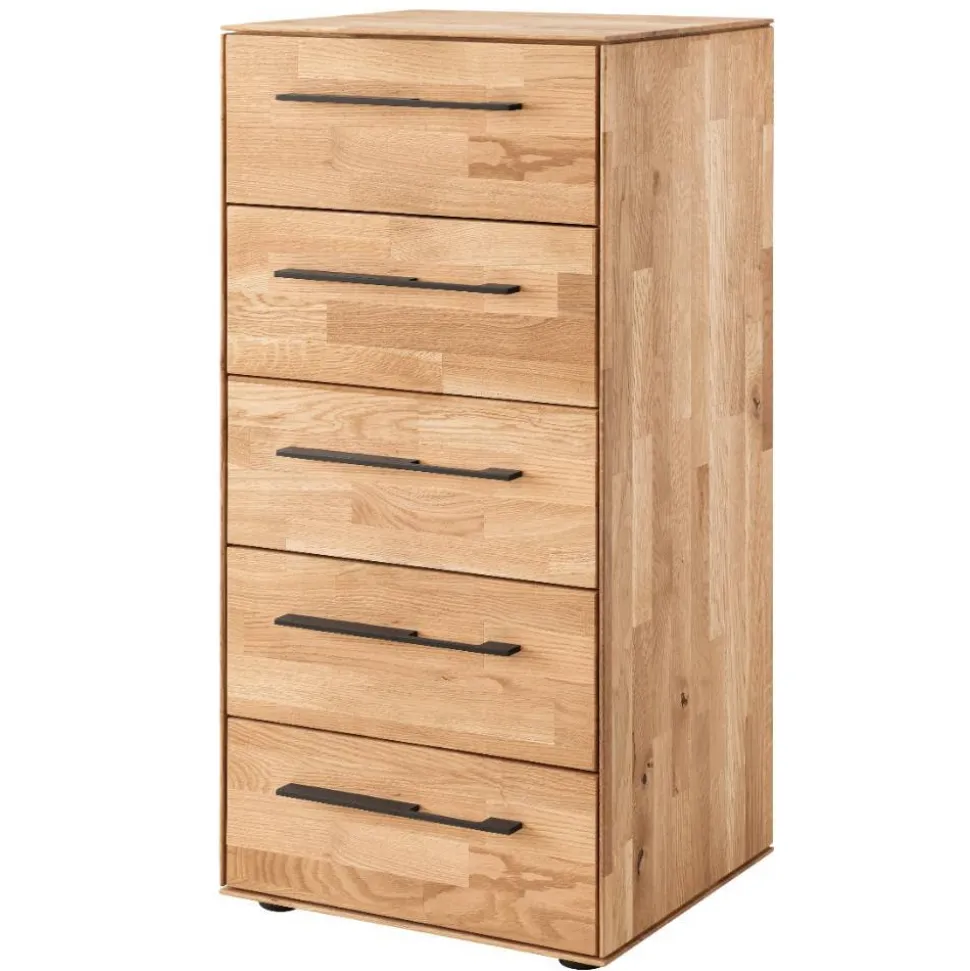 Wildeiche-Hochkommode mit fünf Schubladen - Kassanda