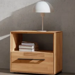 Wildeiche-Nachtkommode mit Fach - Kassanda