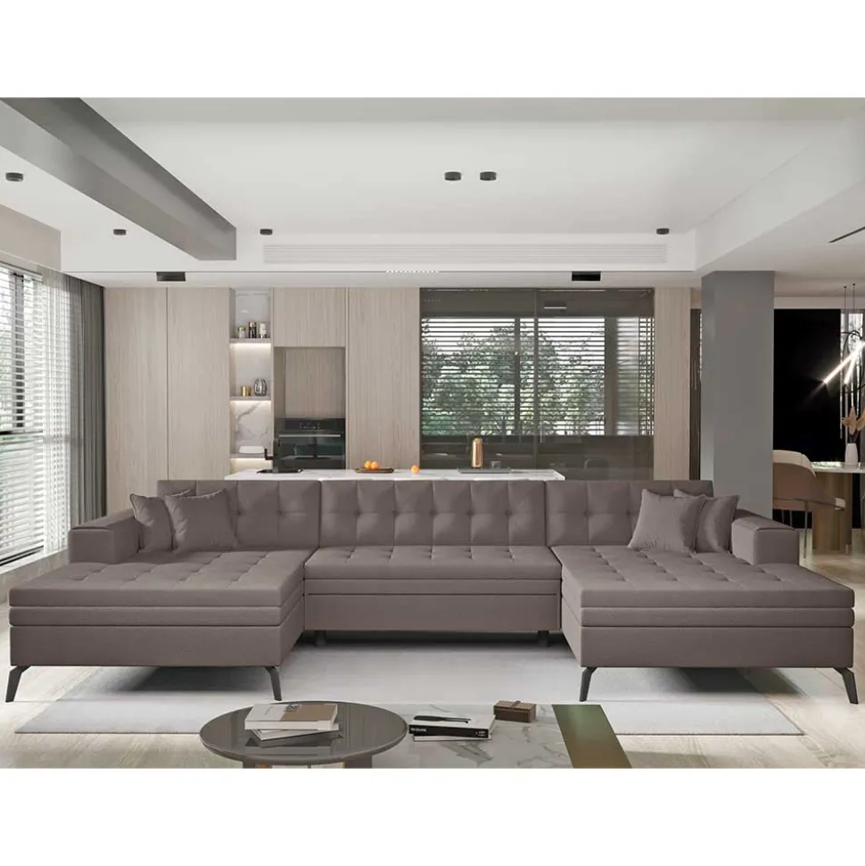 Wohnlandschaft in Taupe mit Bettfunktion - Anzarote