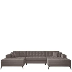 Wohnlandschaft in Taupe mit Bettfunktion - Anzarote