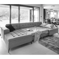 Wohnlandschaft in Taupe mit Bettfunktion - Anzarote