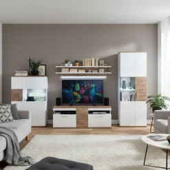 Wohnmöbel Set in Weiß Hochglanz - Icadro (vierteilig)