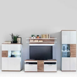 Wohnmöbel Set in Weiß Hochglanz - Icadro (vierteilig)