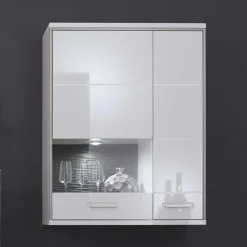 Wohnwand Hängevitrine Tacroma in Weiß Hochglanz