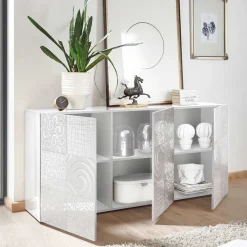 Wohnwand Hochglanz in Weiß - Vascaub (dreiteilig)