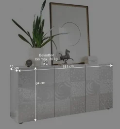 Wohnwand Hochglanz in Weiß - Vascaub (dreiteilig)