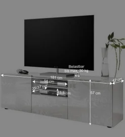 Wohnwand Hochglanz in Weiß - Vascaub (dreiteilig)