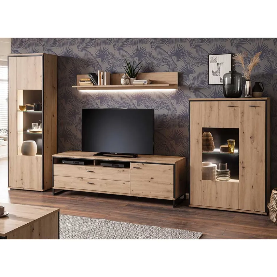 Wohnwand in Eicheoptik - Nikdus (vierteilig)