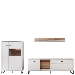 Wohnwand in Weiß mit Wildeiche - Varzino (dreiteilig)