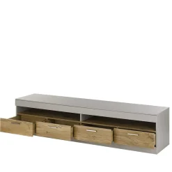 Wohnwand Kombination in Hellgrau & Zinneiche - Lioscas (dreiteilig)