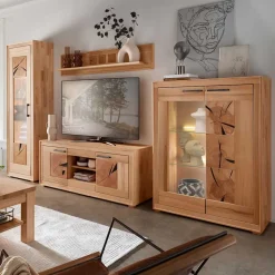 Wohnwand Möbelset aus Massivholz - Sarosca (vierteilig)