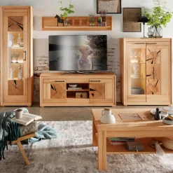 Wohnwand Möbelset aus Massivholz - Sarosca (vierteilig)